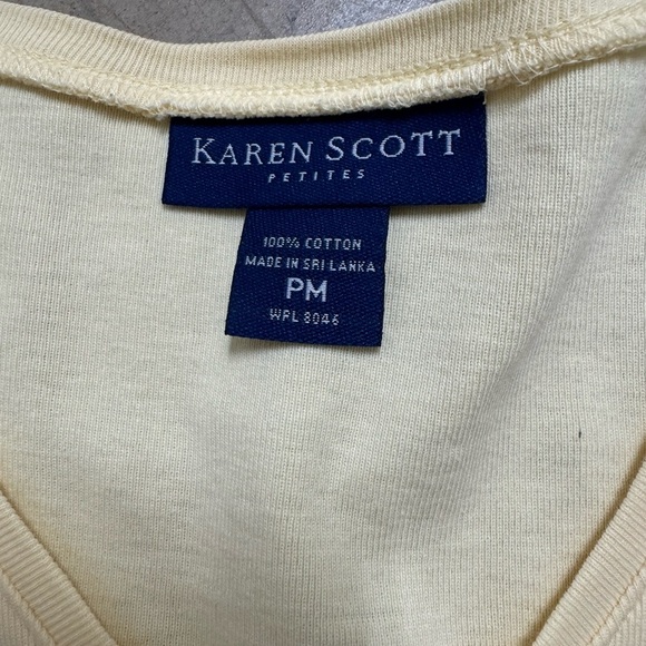 Karen Scott yellow Tee 100% cotton Size PM - Picture 3 of 3